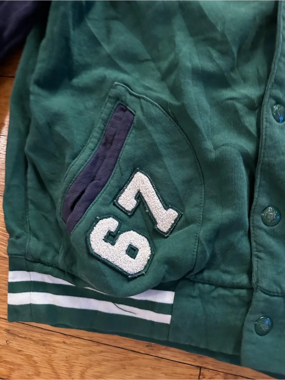 Ralph Lauren Boys Varsity Cotton Terry Letterman Jacket Size 10-12 Medium Polo